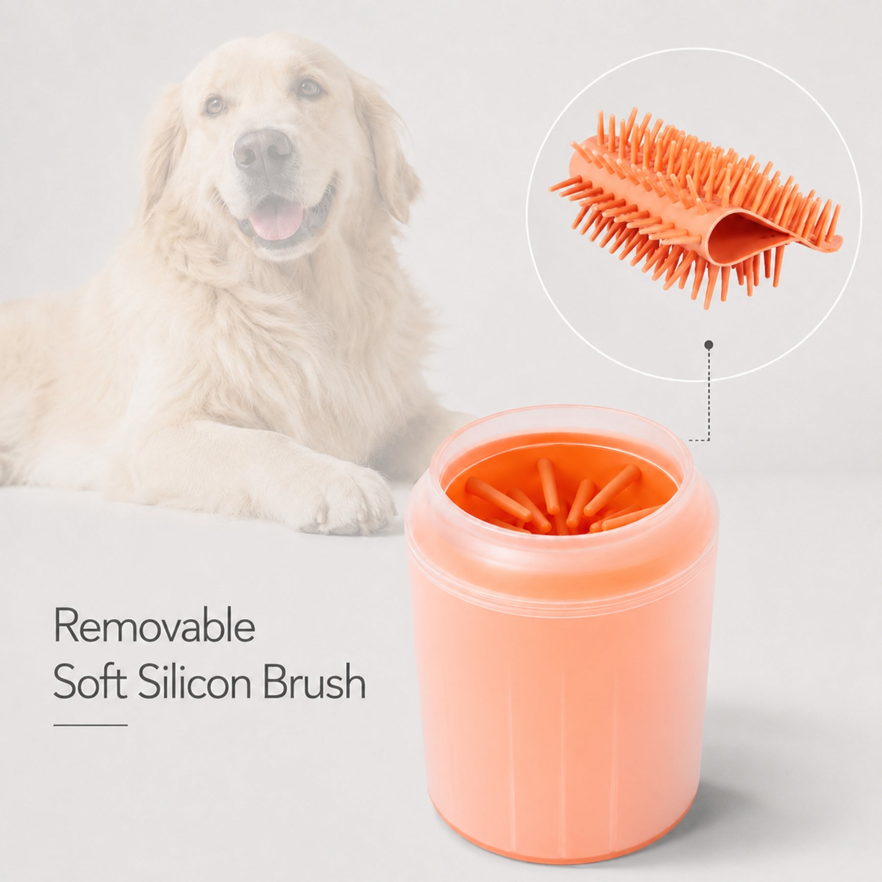 Portable Dog Paw Cleaner Cup with Soft Silicone Brush for Muddy Paws