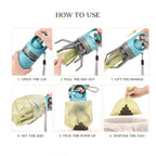 Portable Dog Pooper Scooper with Built-In Waste Bag Dispenser – One-Handed Pet Waste Picker & Grabber Tool
