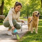 Portable Dog Pooper Scooper with Built-In Waste Bag Dispenser – One-Handed Pet Waste Picker & Grabber Tool