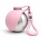 Portable Stainless Steel Dog Water Bottle with Silicone Drinking Bowl – Leakproof Travel Water Dispenser for Dogs & Pets
