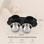 Premium Non-Slip Double Dog & Cat Bowl with Silicone Mat and Removable Stainless Steel Bowls – Food & Water Feeding Station