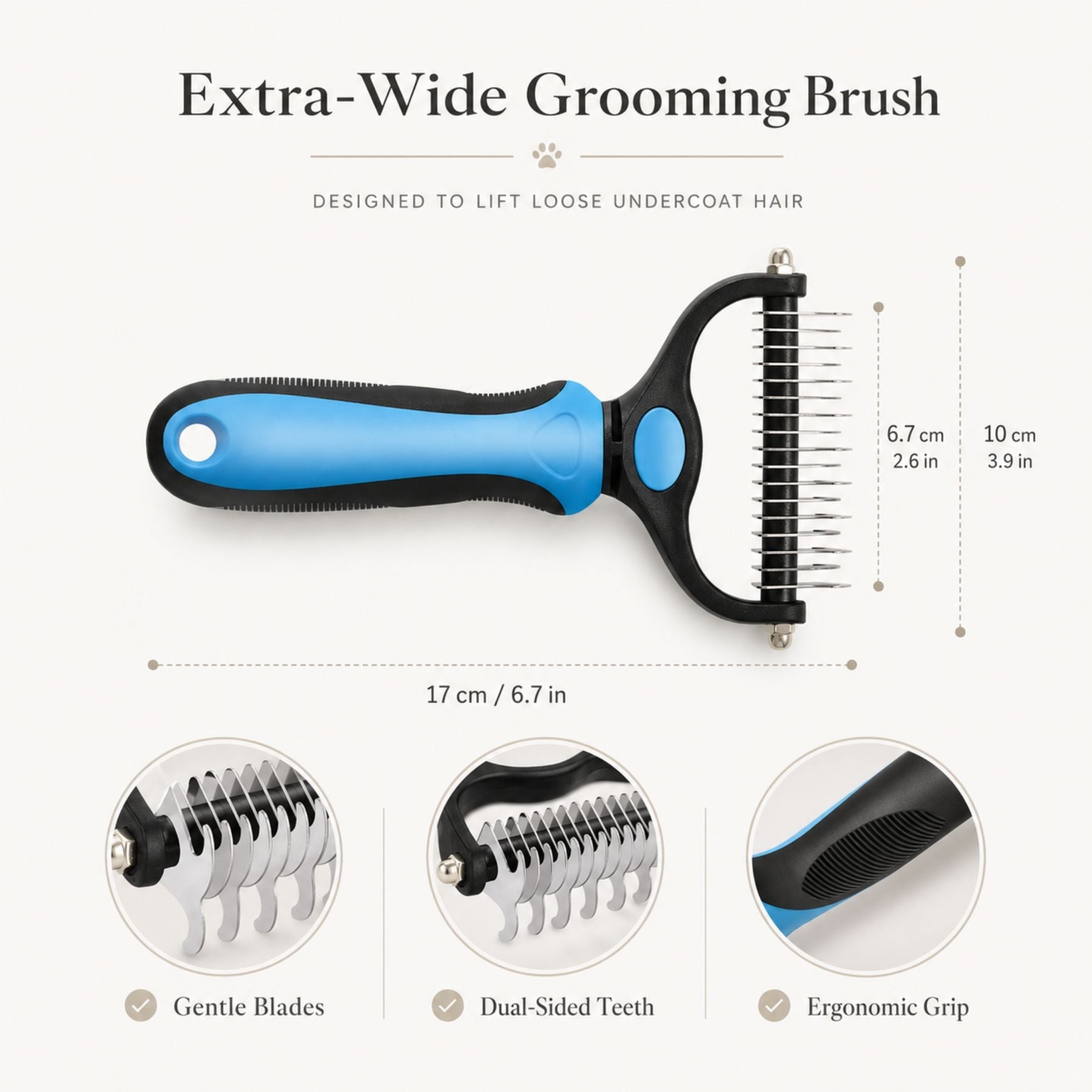 Professional Pet Deshedding Brush for Dogs & Cats – Dual-Sided Undercoat Rake & Dematting Comb, Grooming Tool for Shedding, Tangles & Loose Hair Removal