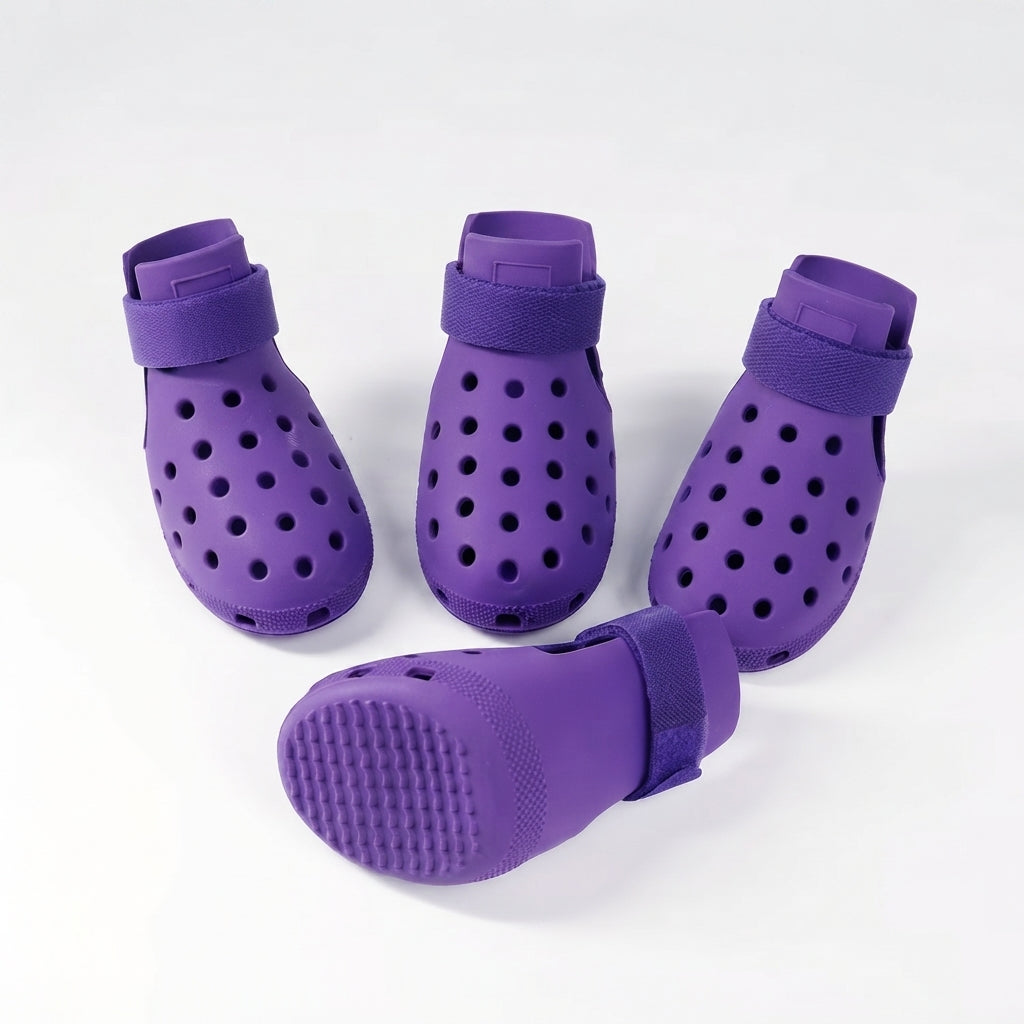 4 Pack Waterproof Silicone Dog Shoes - Rain, Dirt & Slip Resistant Boots