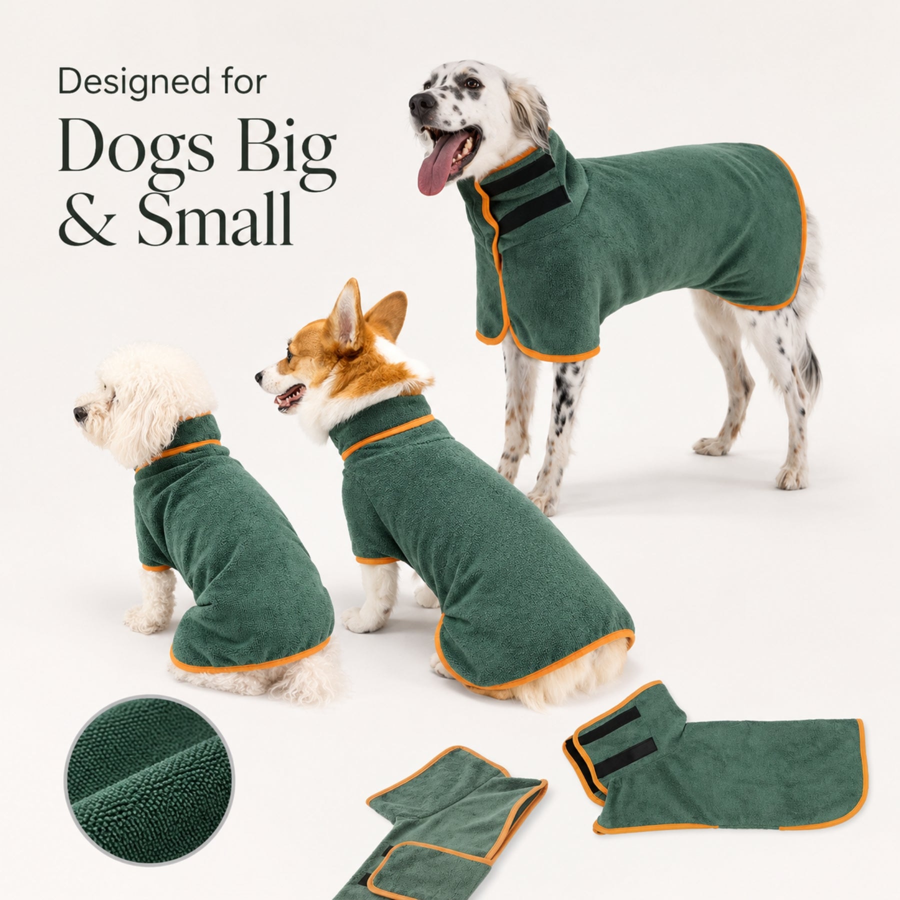 Quick Drying Microfiber Dog Bathrobe Towel with Adjustable Straps for Dogs and Cats