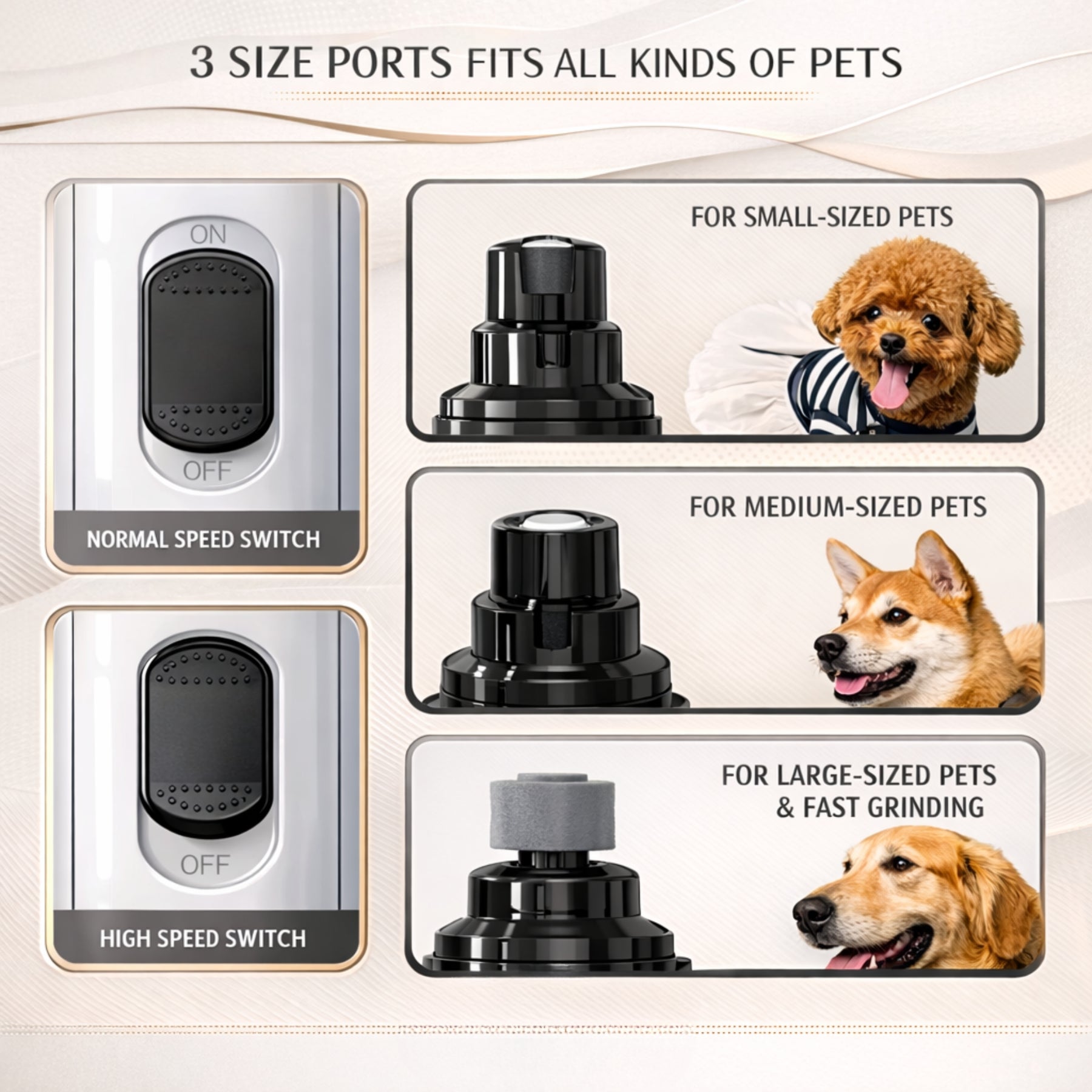 Quiet USB Rechargeable Pet Nail Grinder for Dogs & Cats