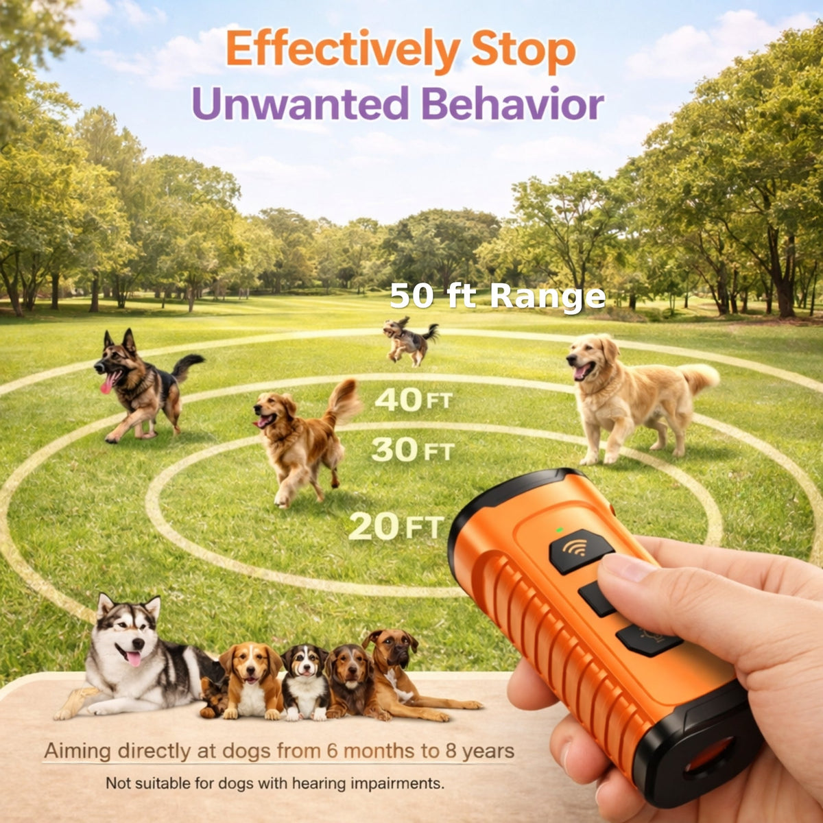 Rechargeable Ultrasonic Dog Training Device with LED Flashlight Tool