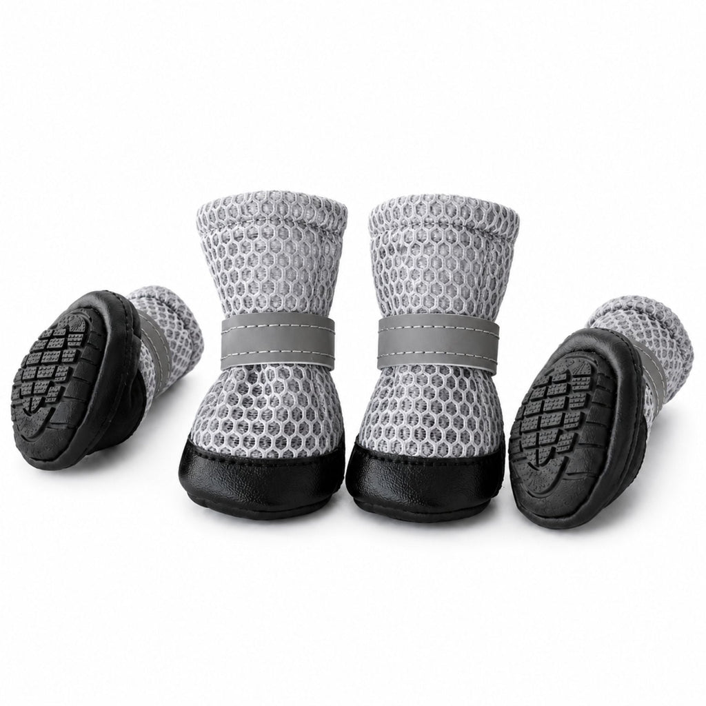 Reflective Anti-Slip Dog Shoes 4PCS – Adjustable Waterproof Paw Protector Boots for Small, Medium & Large Dogs, Non-Slip Outdoor Dog Booties for Walking, Hiking & Hot Pavement Protection