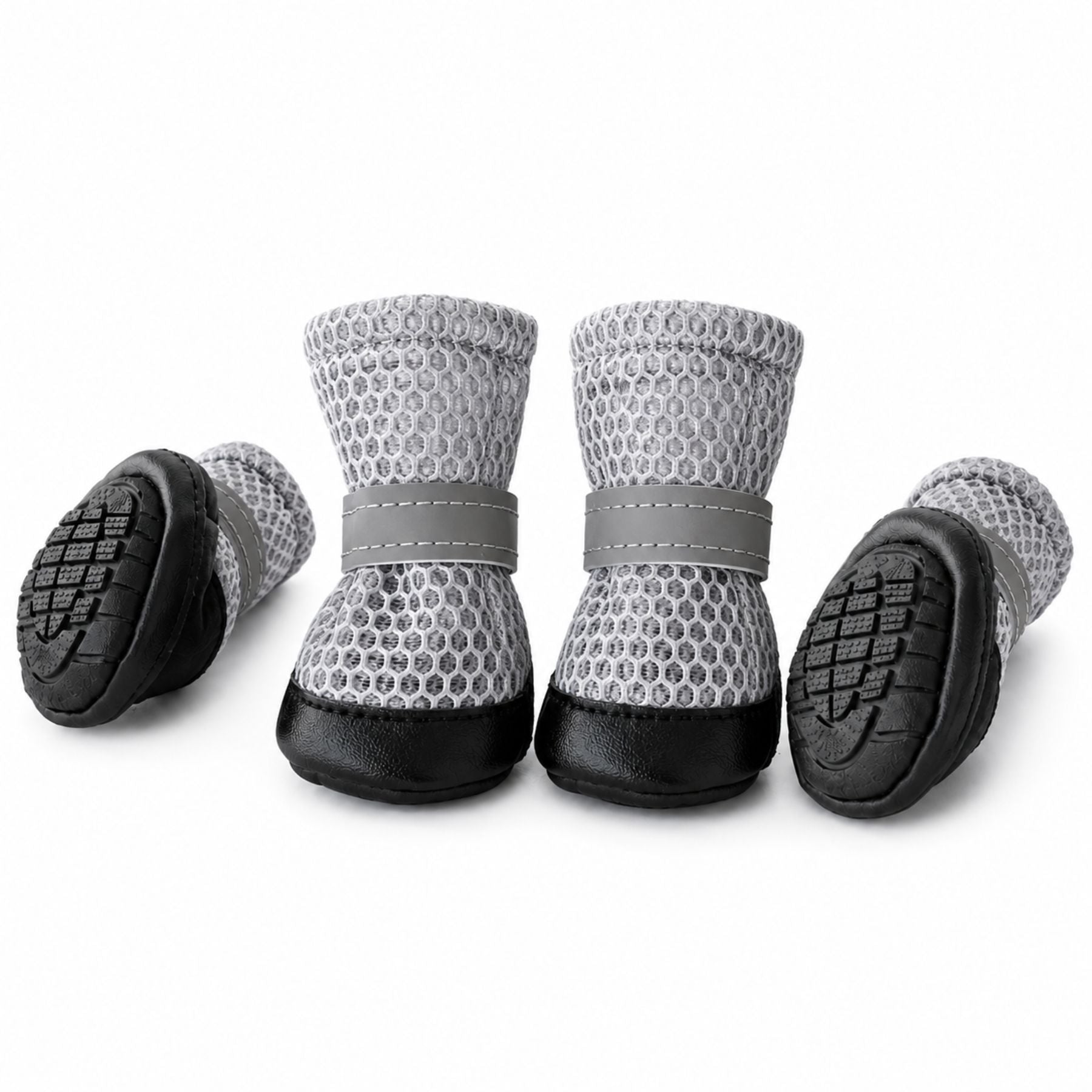 Reflective Anti-Slip Dog Shoes 4PCS – Adjustable Waterproof Paw Protector Boots for Small, Medium & Large Dogs, Non-Slip Outdoor Dog Booties for Walking, Hiking & Hot Pavement Protection