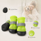 Reflective Anti-Slip Dog Shoes 4PCS – Adjustable Waterproof Paw Protector Boots for Small, Medium & Large Dogs, Non-Slip Outdoor Dog Booties for Walking, Hiking & Hot Pavement Protection