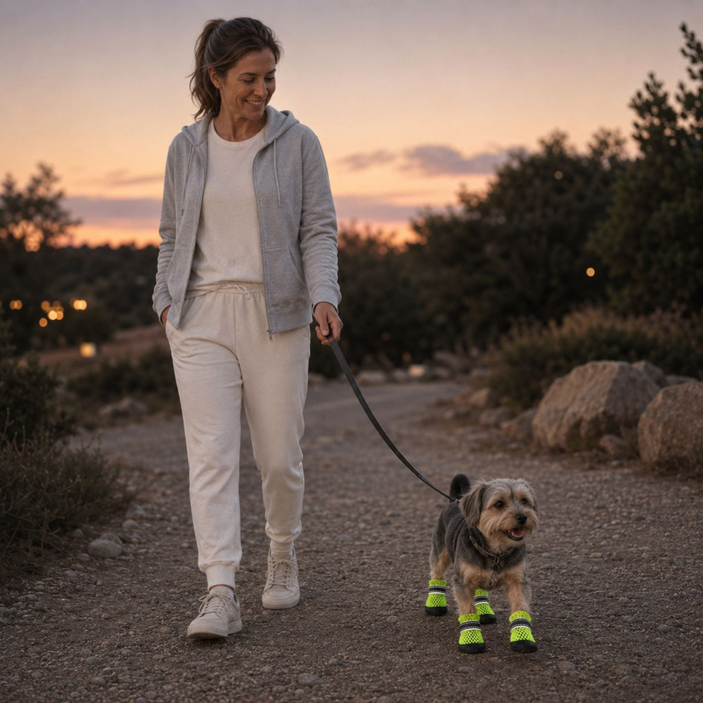 Reflective Anti-Slip Dog Shoes 4PCS – Adjustable Waterproof Paw Protector Boots for Small, Medium & Large Dogs, Non-Slip Outdoor Dog Booties for Walking, Hiking & Hot Pavement Protection