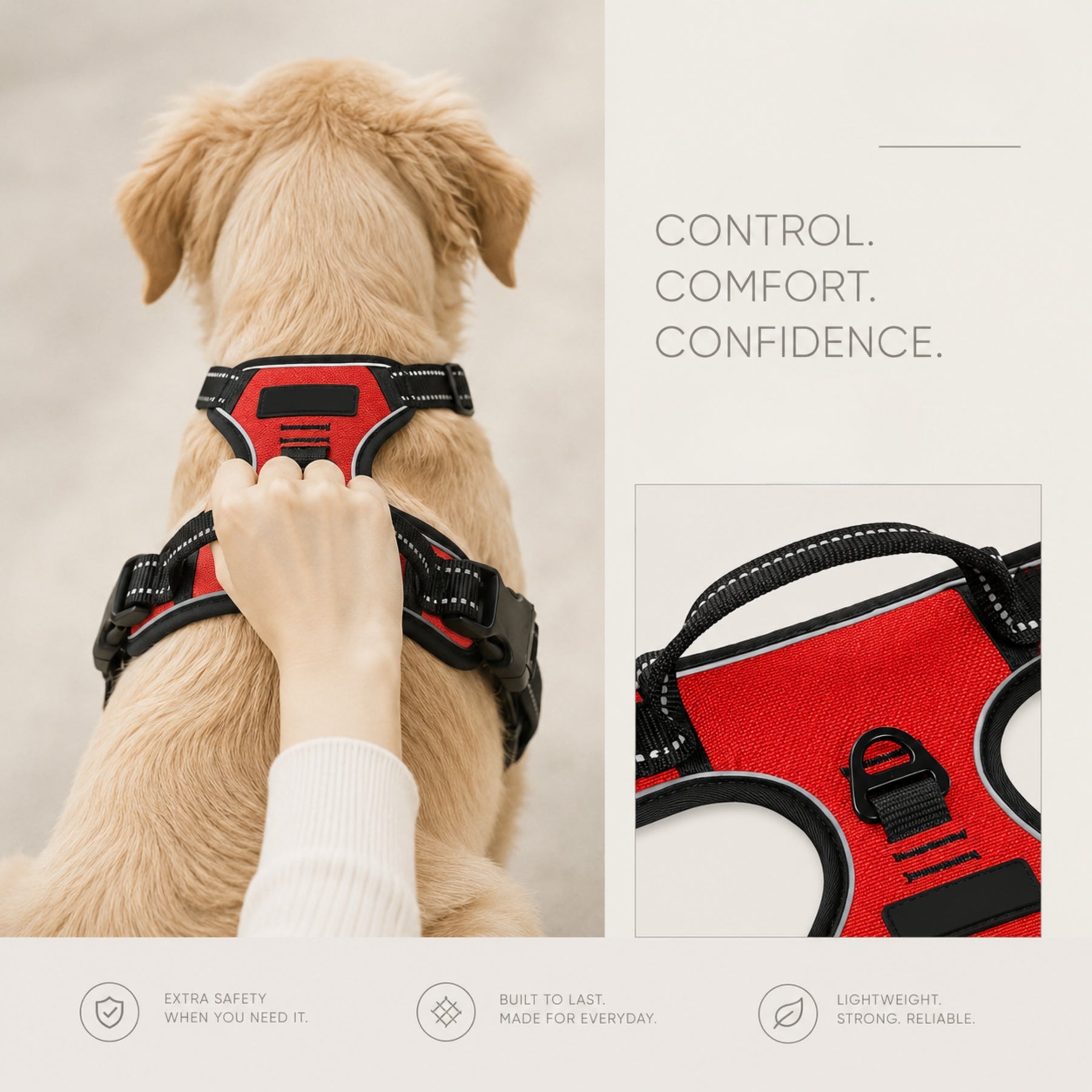 Reflective No-Pull Dog Harness with Front Clip & Control Handle