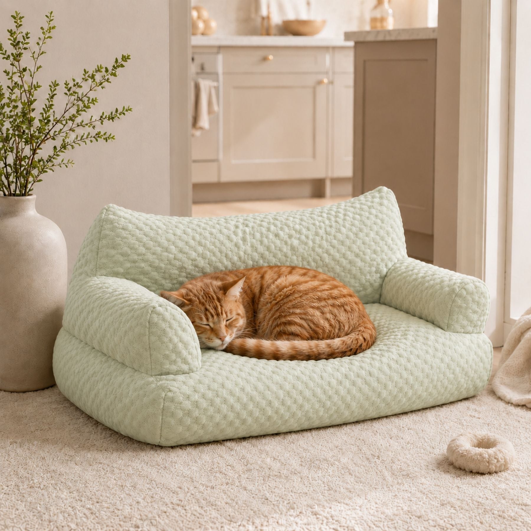 Removable Washable Pet Sofa Bed for Dogs & Cats – Soft Quilted Indoor Cushion Bed, Cozy Orthopedic Pet Couch with Non-Slip Bottom