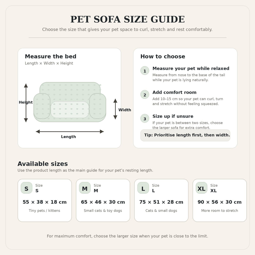 Removable Washable Pet Sofa Bed for Dogs & Cats – Soft Quilted Indoor Cushion Bed, Cozy Orthopedic Pet Couch with Non-Slip Bottom