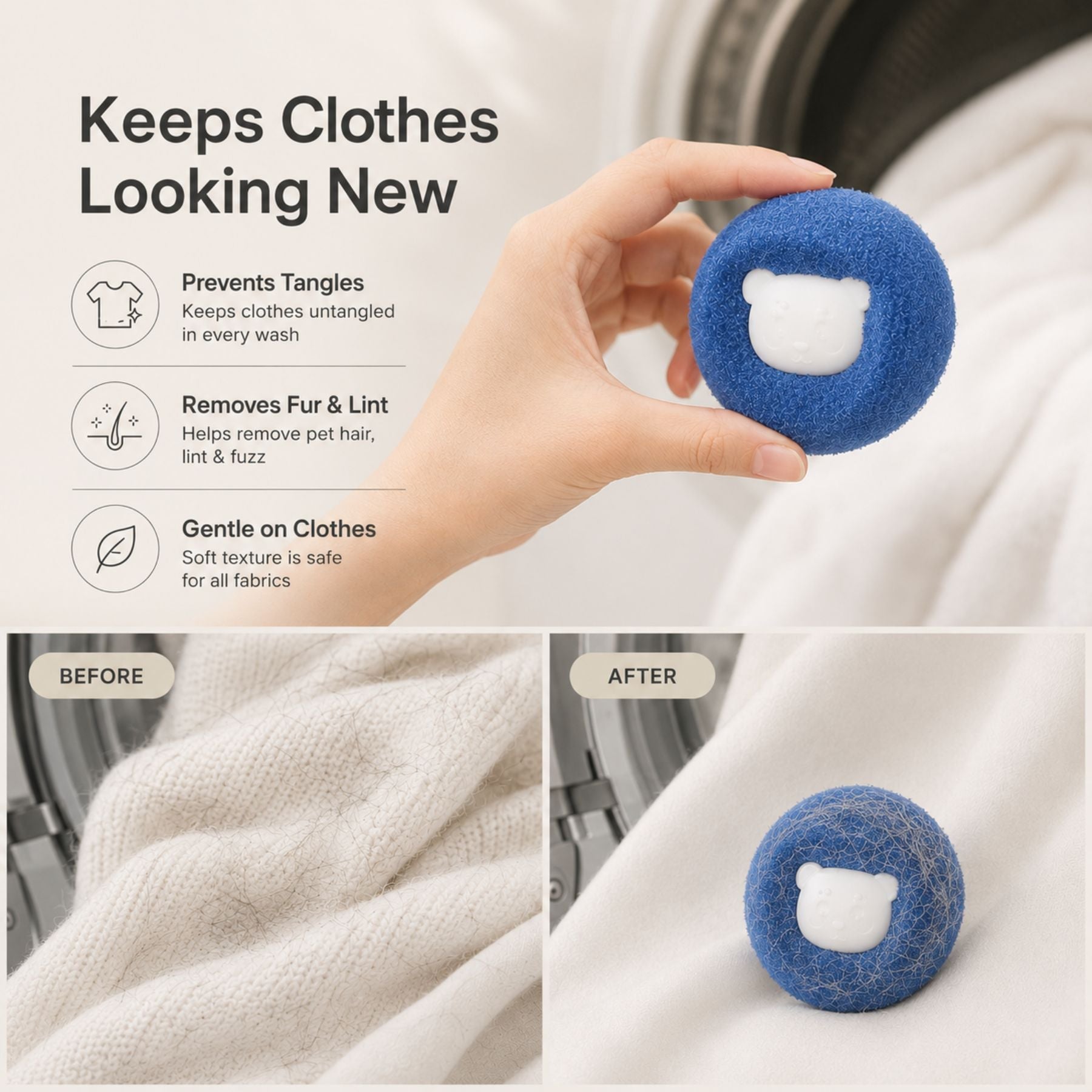 Reusable Laundry Hair Remover Balls For Washing Machine Pet Hair Lint Catcher Filter Balls 5 Pack Pet Fur Remover Dryer Balls Clothes Cleaner Laundry Accessories