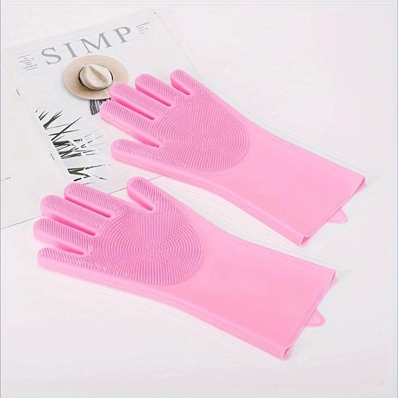 Pet Grooming Cleaning Gloves for Dogs & Cats – Silicone Bathing Shampoo Scrubber & Hair Removal Glove, Multi-Purpose Deshedding & Massage Grooming Tool