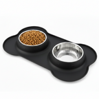 Double Dog & Cat Bowls with Silicone Mat – Non Slip Food & Water Set