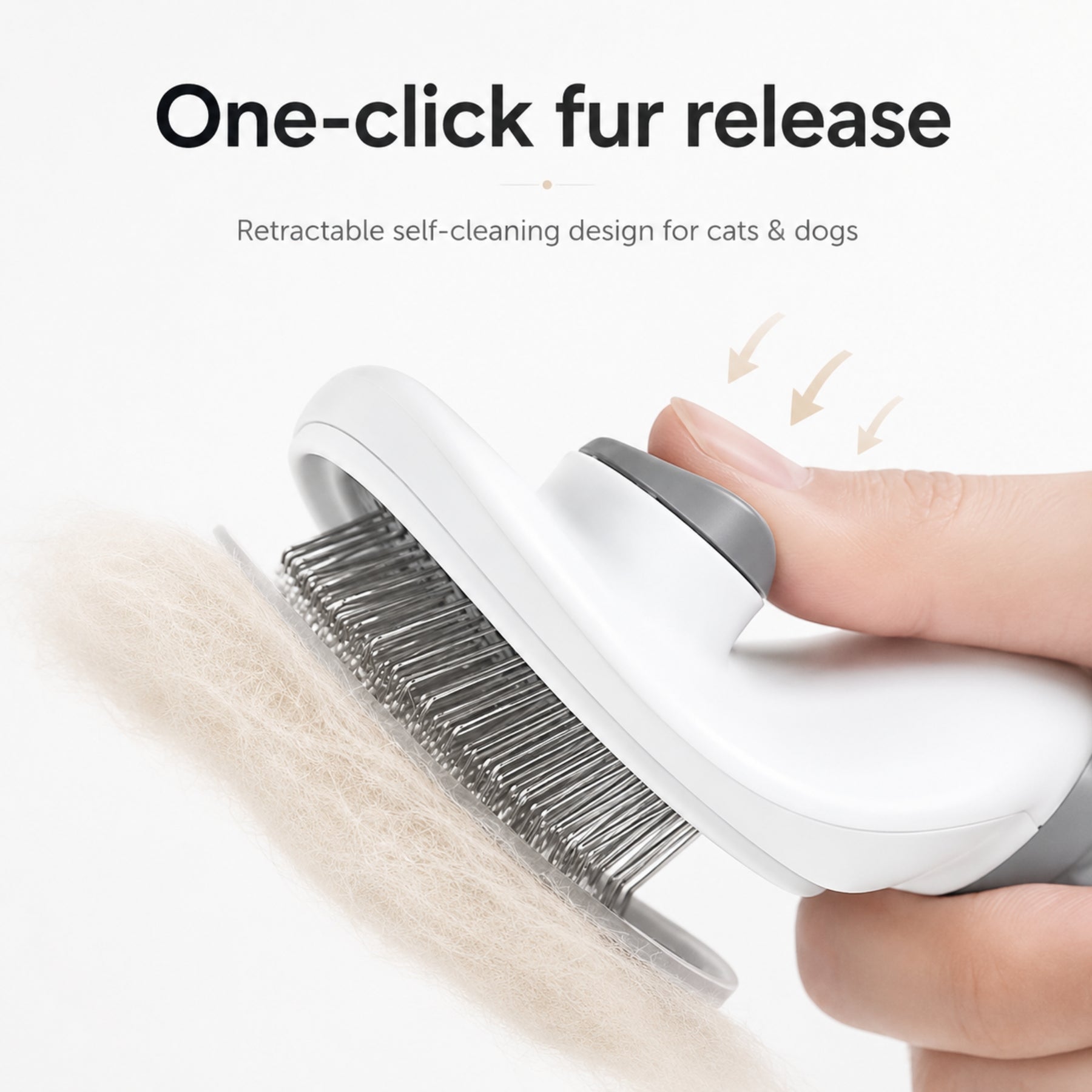 Self-Cleaning Pet Grooming Brush for Dogs & Cats – Durable Deshedding Brush with One-Click Hair Removal for Long & Short Hair Pets