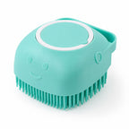 Silicone Pet Bath Massage Brush & Shampoo Dispenser for Dogs & Cats – 2-in-1 Grooming Tool for Bathing, Deep Cleaning & Skin Massage