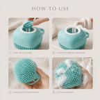 Silicone Pet Bath Massage Brush & Shampoo Dispenser for Dogs & Cats – 2-in-1 Grooming Tool for Bathing, Deep Cleaning & Skin Massage