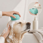 Silicone Pet Bath Massage Brush & Shampoo Dispenser for Dogs & Cats – 2-in-1 Grooming Tool for Bathing, Deep Cleaning & Skin Massage