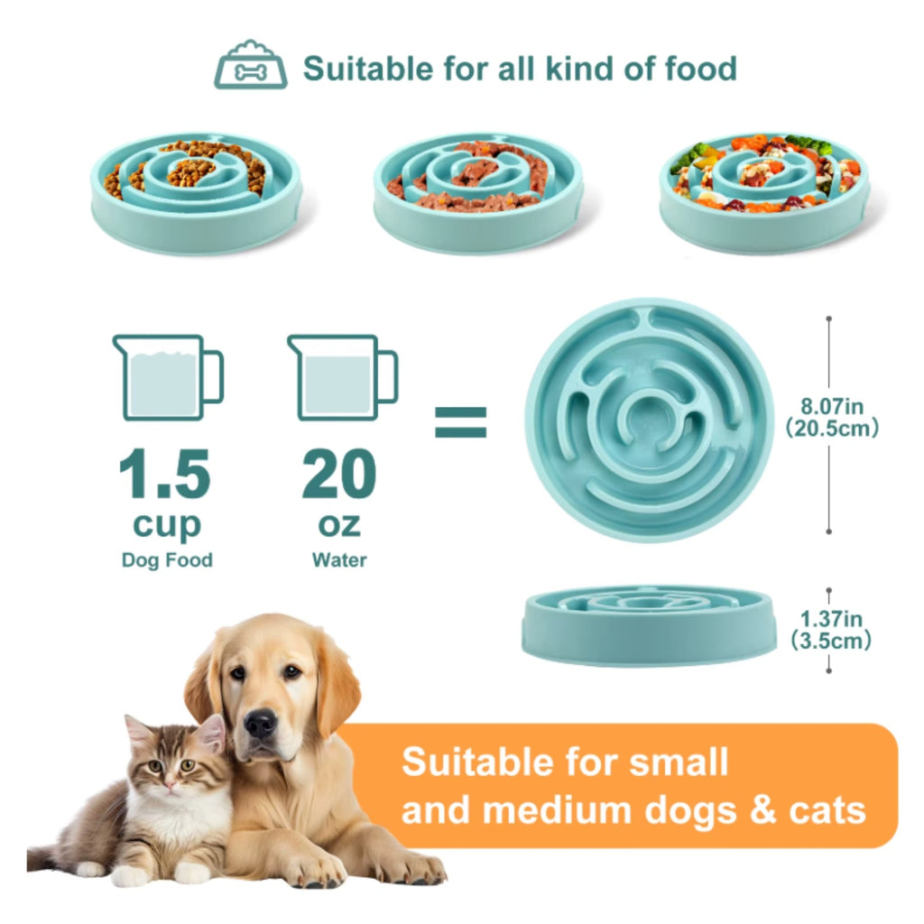 Slow Feeder Dog & Cat Bowl – Non-Slip Pet Feeding Bowl for Controlled Eating, Anti-Choke Puzzle Food Dish for Healthy Digestion