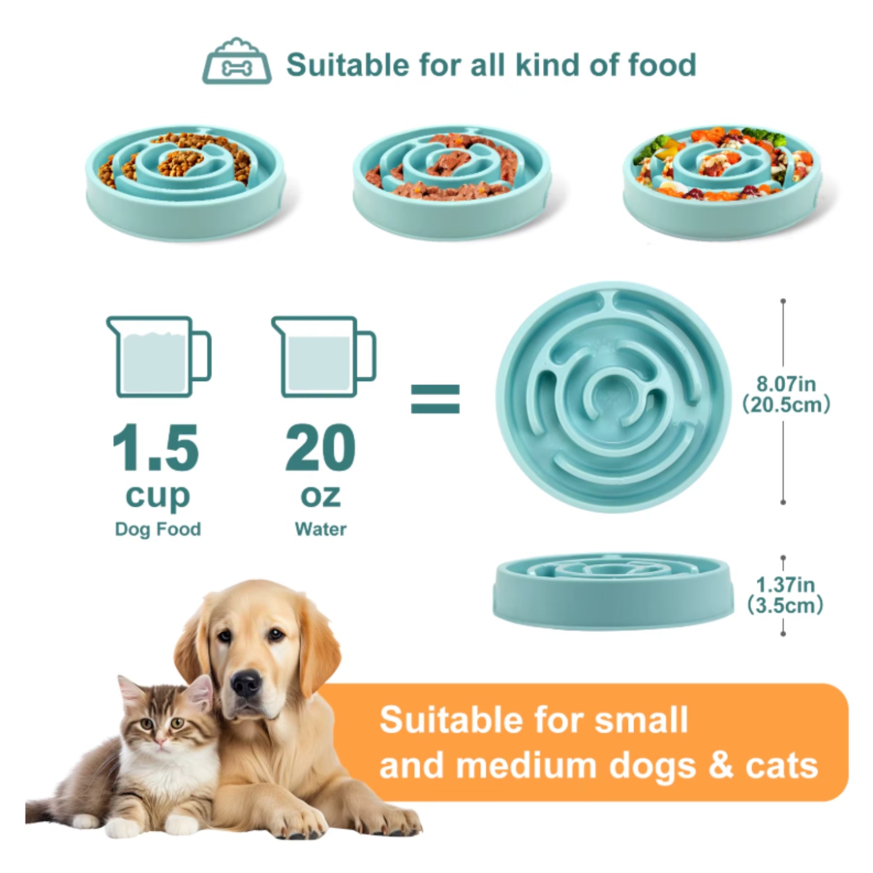 Slow Feeder Dog & Cat Bowl – Non-Slip Pet Feeding Bowl for Controlled Eating, Anti-Choke Puzzle Food Dish for Healthy Digestion