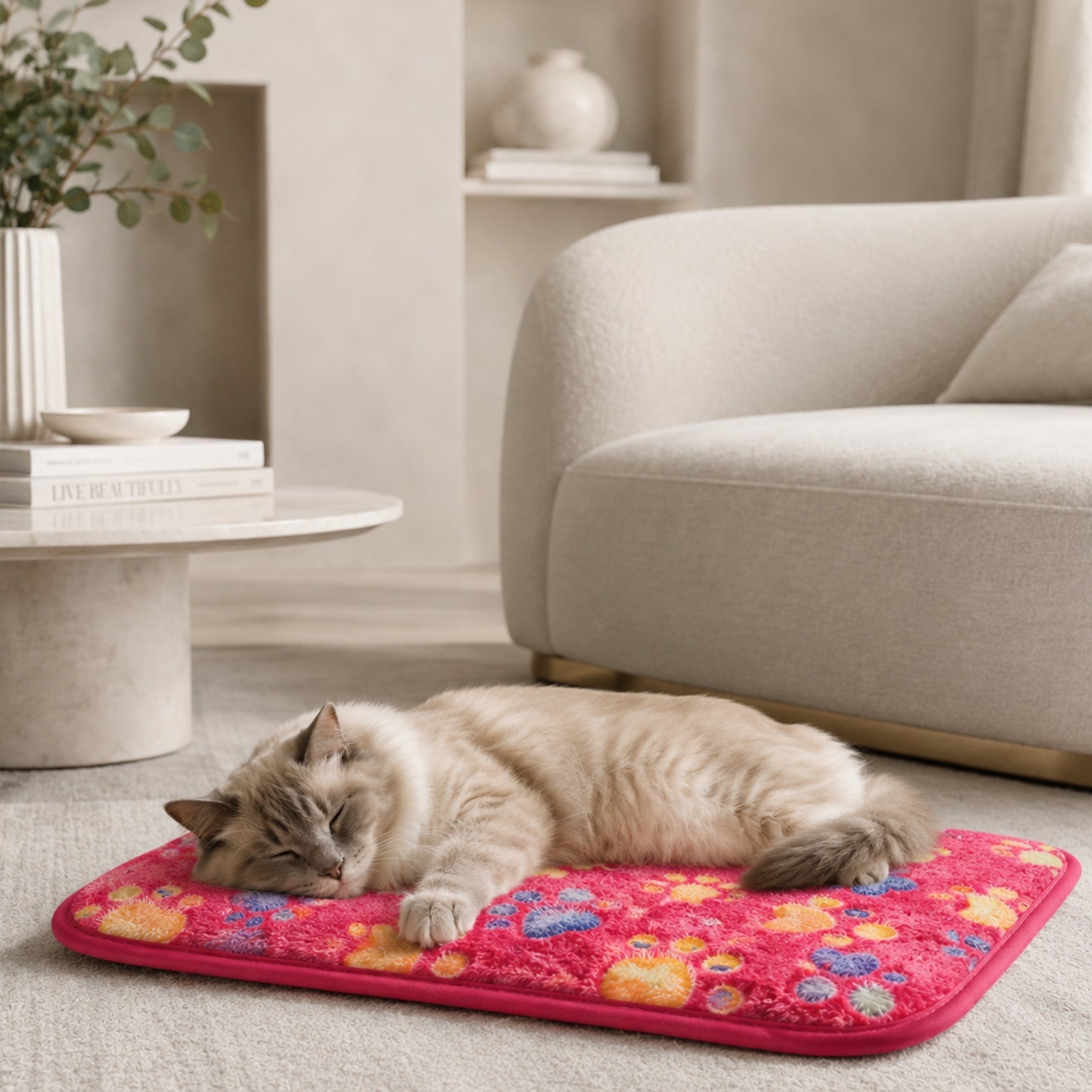 Soft Plush Pet Blanket for Dogs & Cats – Paw Print Fleece Pet Mat, Cozy Warm Washable Dog & Cat Sleeping Blanket for Sofa, Bed & Crate Use