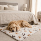 Soft Plush Pet Blanket for Dogs & Cats – Paw Print Fleece Pet Mat, Cozy Warm Washable Dog & Cat Sleeping Blanket for Sofa, Bed & Crate Use