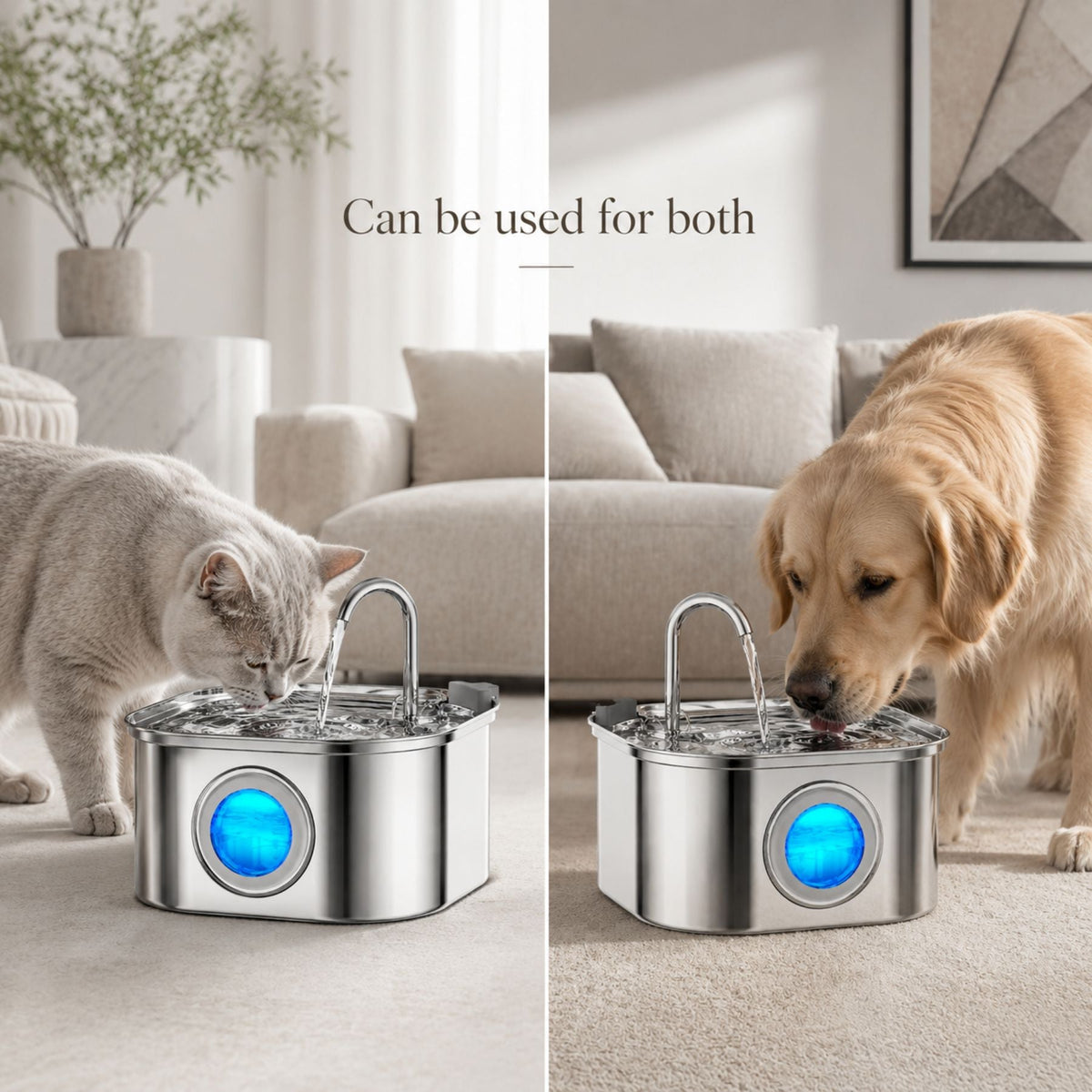 Automatic Stainless Steel Pet Water Fountain 3.2L 108oz for Dogs & Cats
