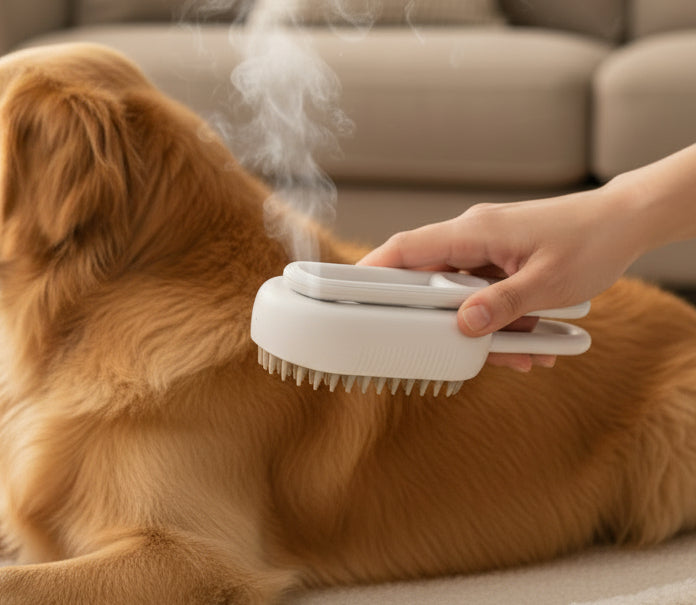 SteamGlow 3-in-1 Pet Grooming Brush – Electric Spray Massage & Steam Hair Removal for Dogs & Cats
