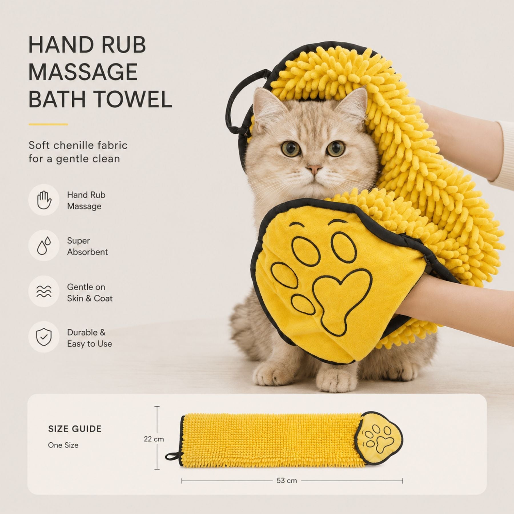 Super Absorbent Pet Drying Towel Glove Soft Chenille Dog Cat Bath Towel Quick Drying Microfiber Mitt Grooming Cleaning Pet Accessories Washable Fast Water Absorbing Mitt