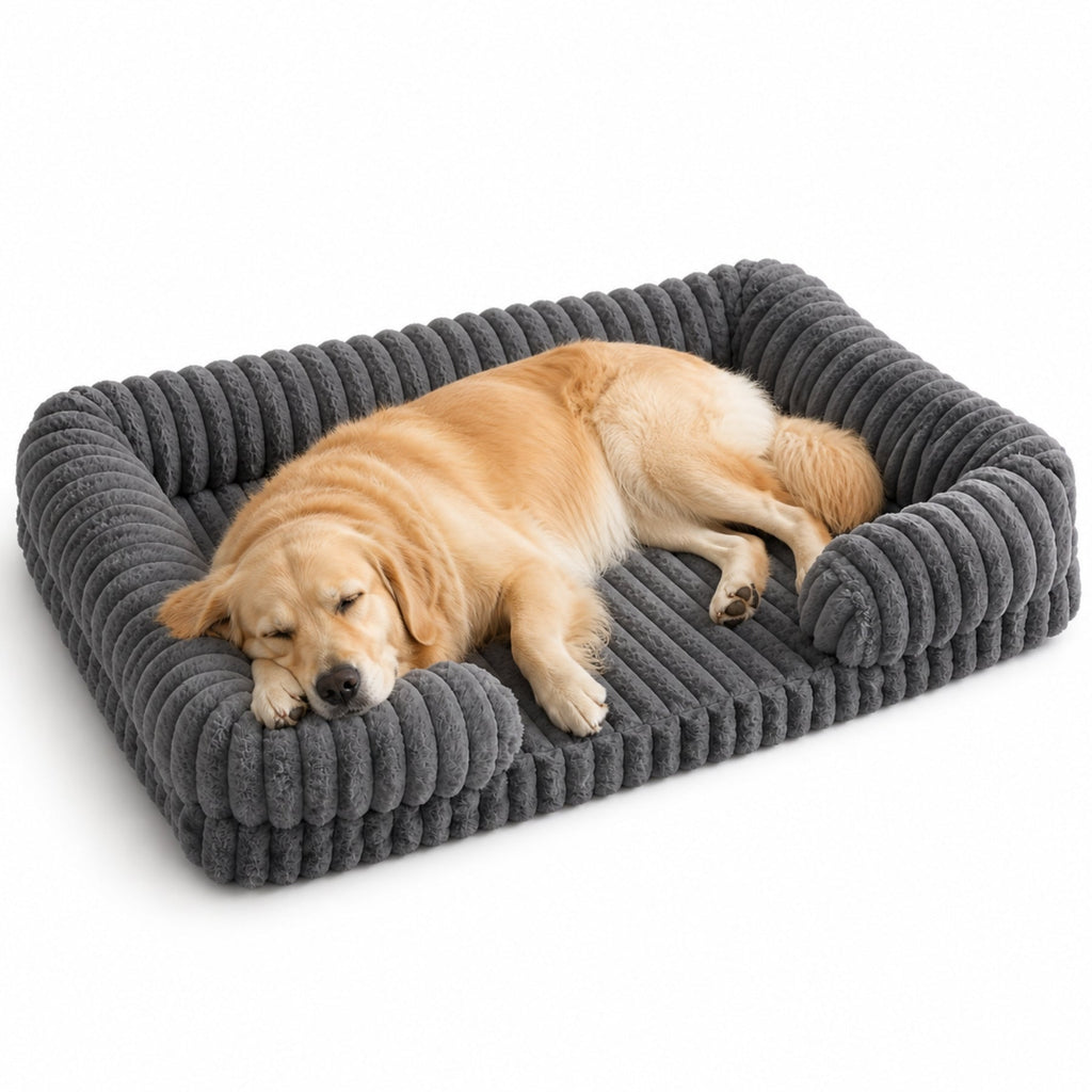 Supportive Memory Foam Dog Bed – Plush Calming Pet Sofa with Removable Washable Cover, Non-Slip Base Orthopedic Dog Bed for Small, Medium & Large Dogs
