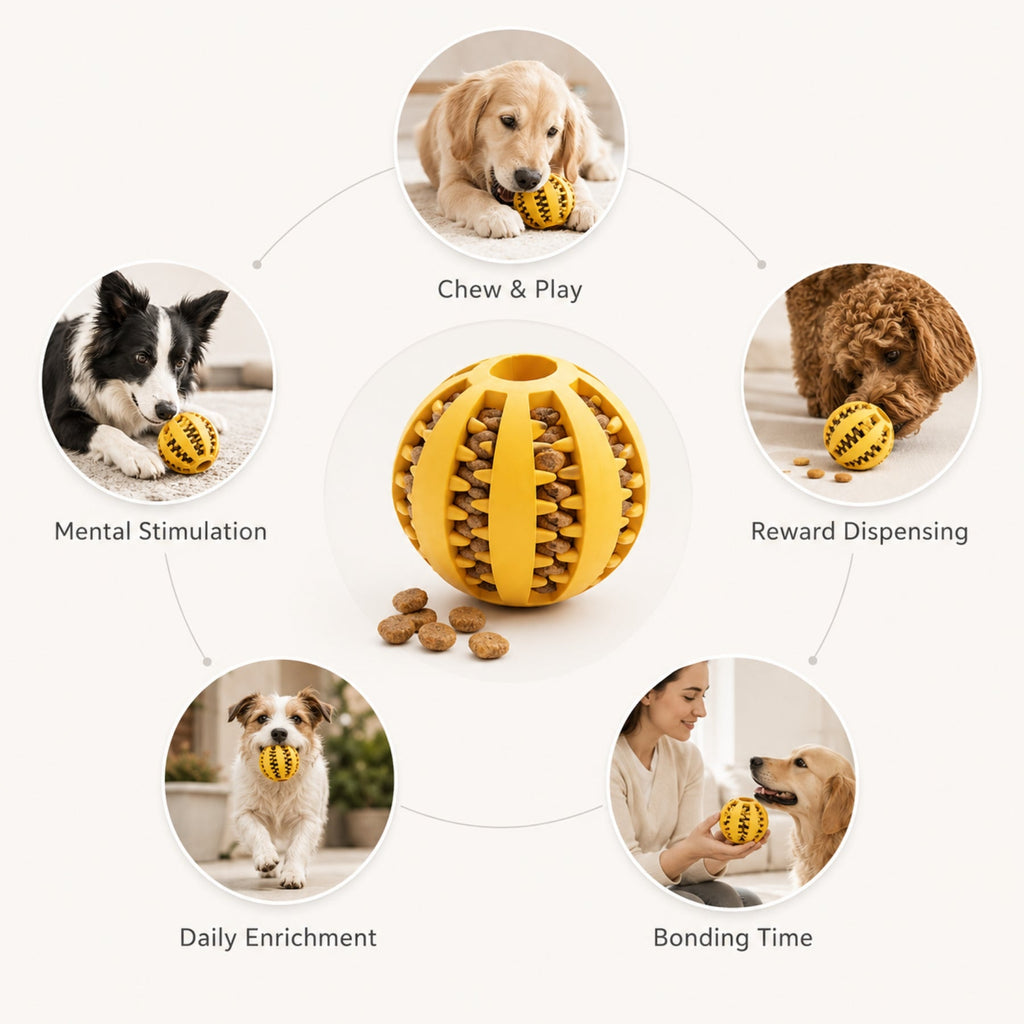 Treat Dispensing Dog Toy Ball – Interactive Puzzle Feeder for Dogs, Slow Treat Release Chew Ball for Mental Stimulation & Training