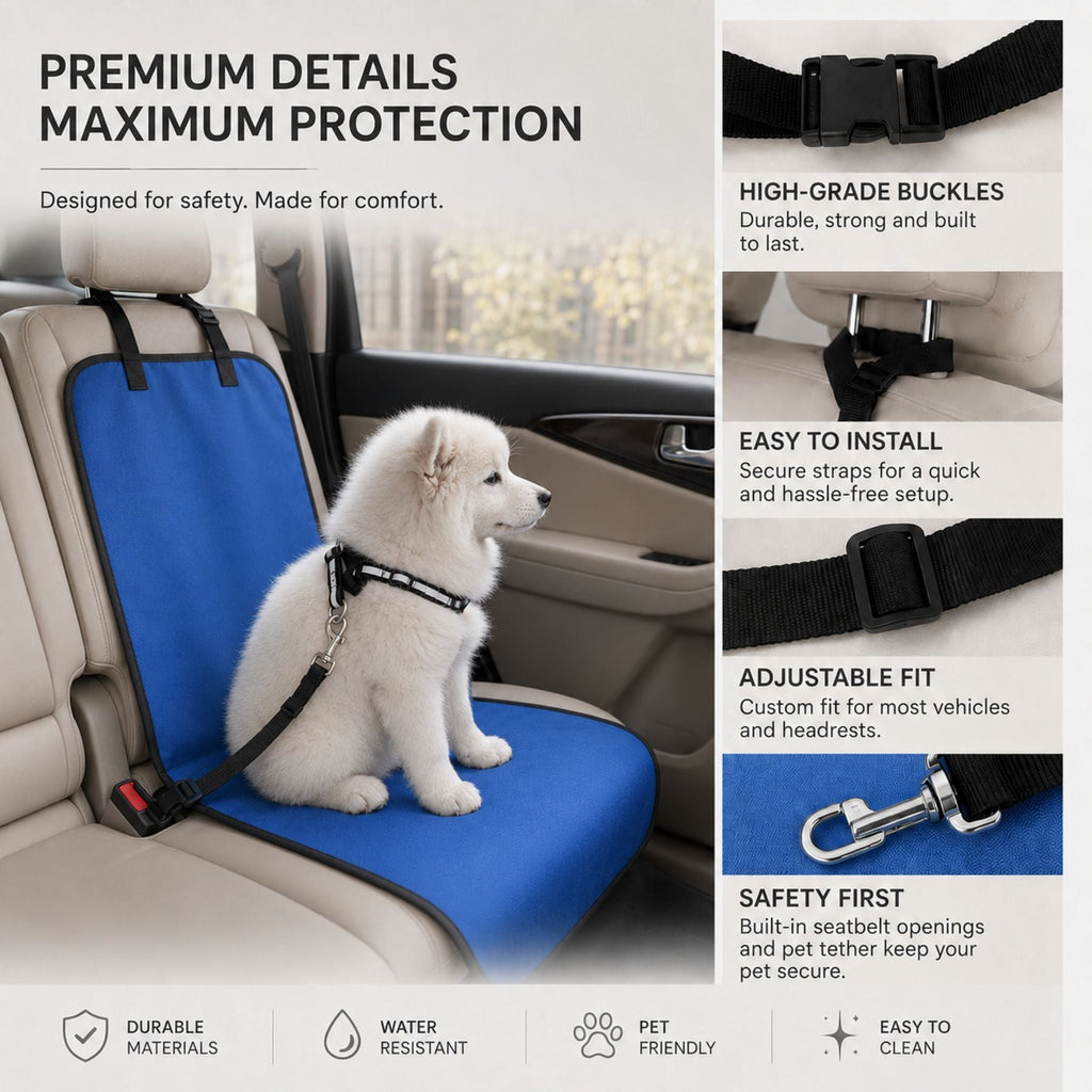 Waterproof Pet Car Seat Cover Mat for Dogs & Cats – 600D Oxford Rear Seat Protector, Non-Slip Hammock Dog Car Seat Cover, Scratch Proof Pet Travel Seat Liner for SUV, Truck & Car