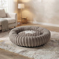 Large Orthopedic Non-Slip Dog Bed - Winter Warm Faux Fur Round Pet Bed with Raised Edges