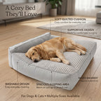 Large Calming Orthopedic Pet Bed for Dogs & Cat - Washable Quilted Cushion Pad