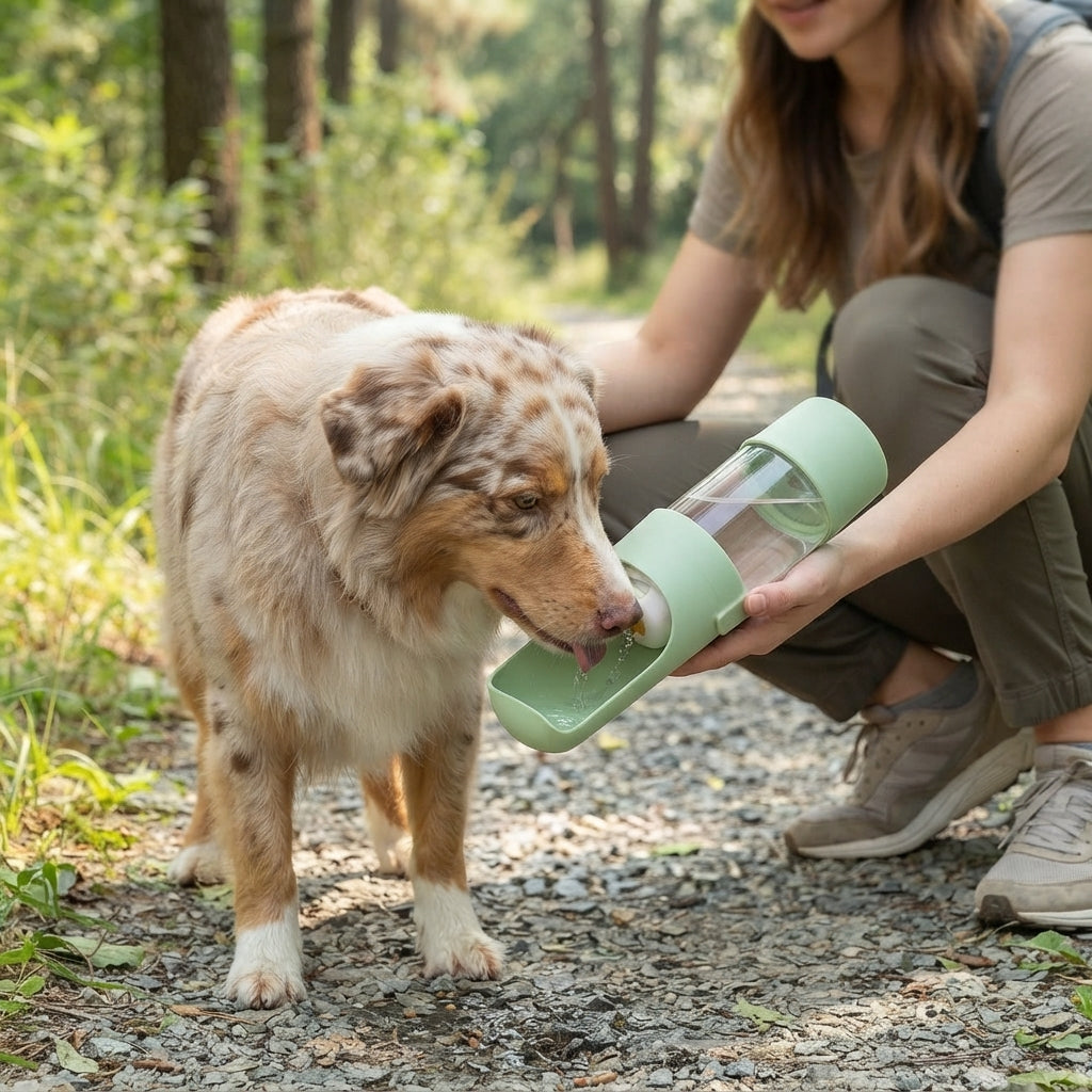 Portable Dog & Cat Water Bottle with Food/Water Storage - Feeder Bowl