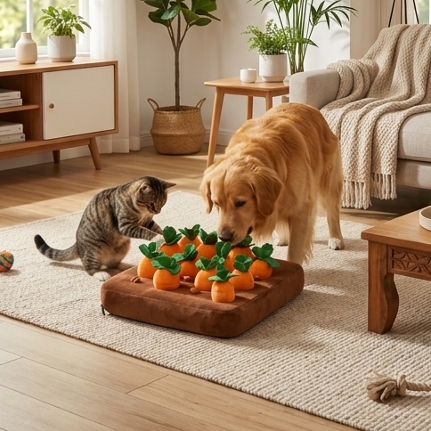 Carrot Snuffle Mat for Dogs & Cats - Interactive Mental Enrichment Toy