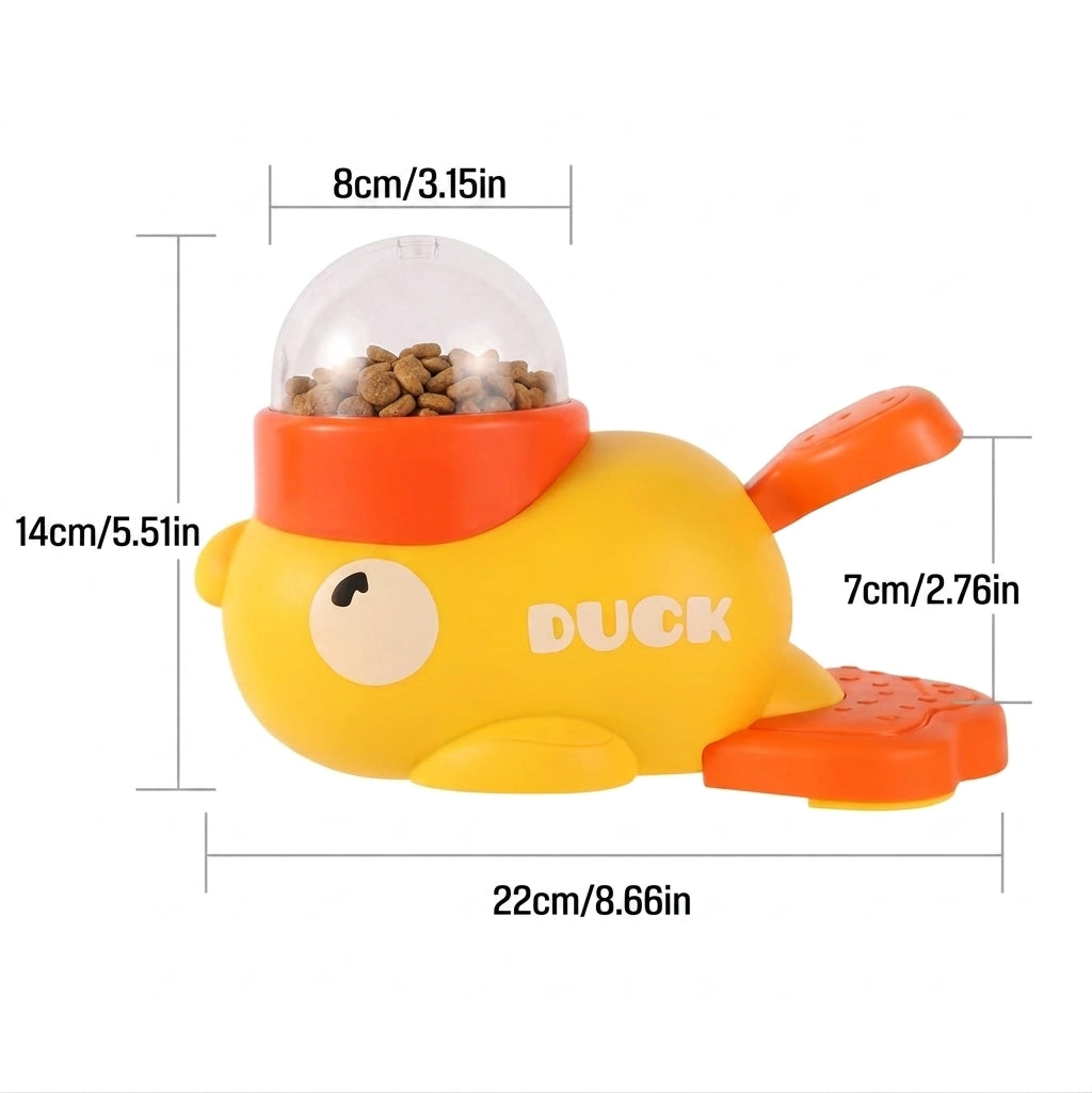 2-in-1 Interactive Duck Dog Toy Treat Dispenser Slow Feeder Training