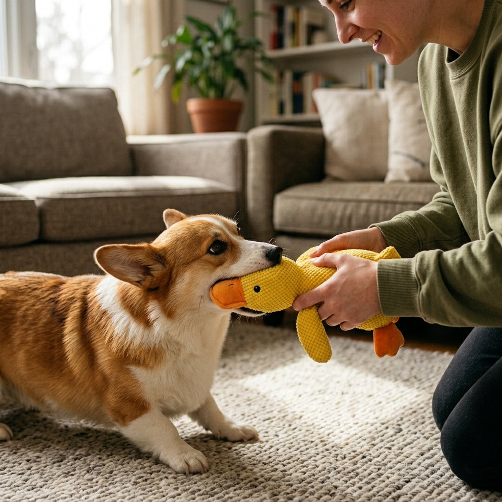 Duck Dog Toy Plush Squeaky Interactive Puppy Comfort Toy for Boredom