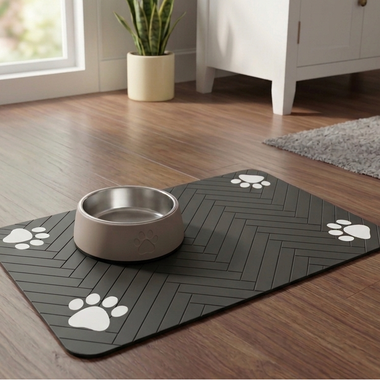 Waterproof Non Slip Dog Feeding Mat – Pet Bowl Placemat for Food Mess