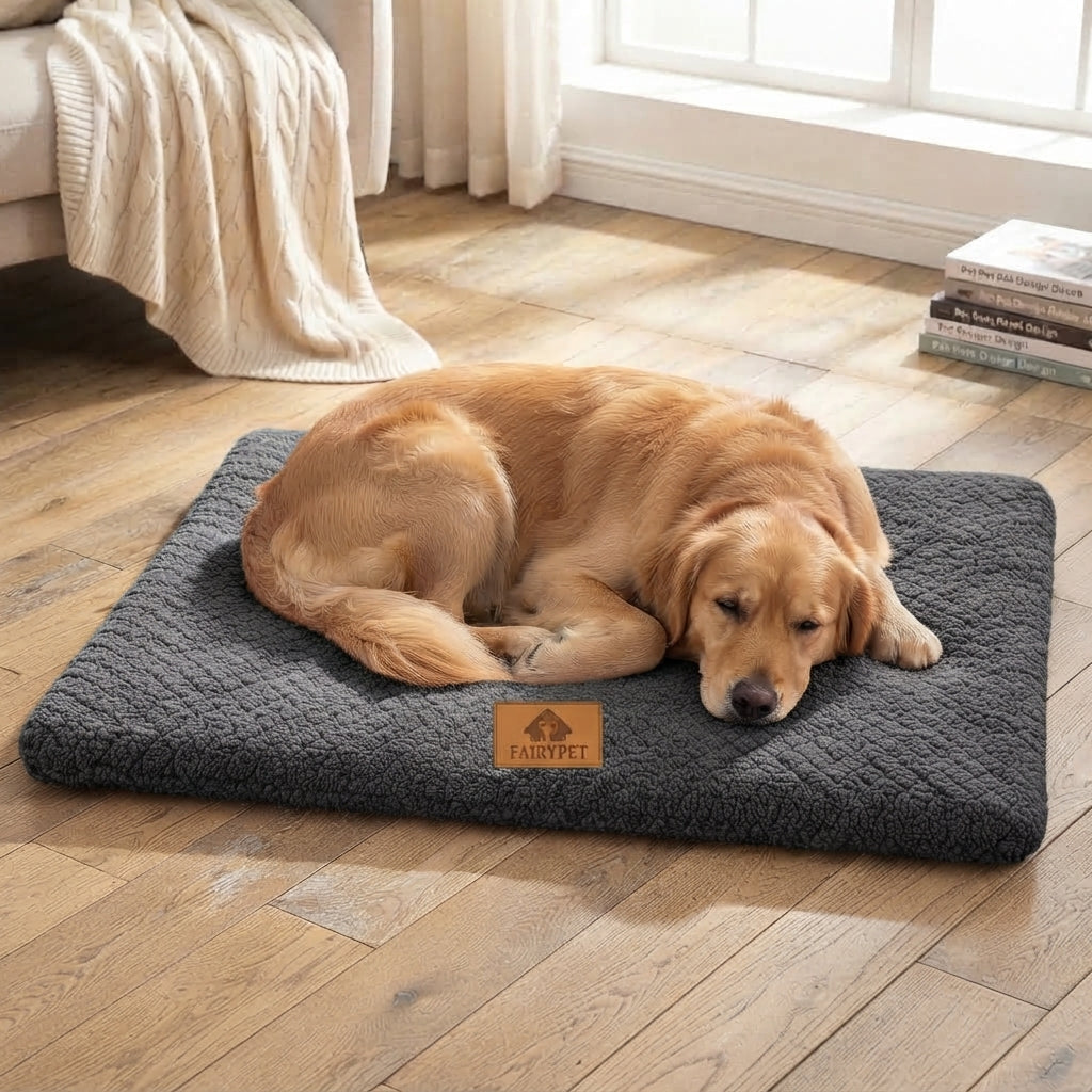 Large Calming Orthopedic Faux Fur Dog Bed – Soft Plush Washable Bed for Dogs & Cats