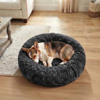 Calming Donut Dog Bed – Plush Faux Fur Cozy Bed for Dogs & Cats