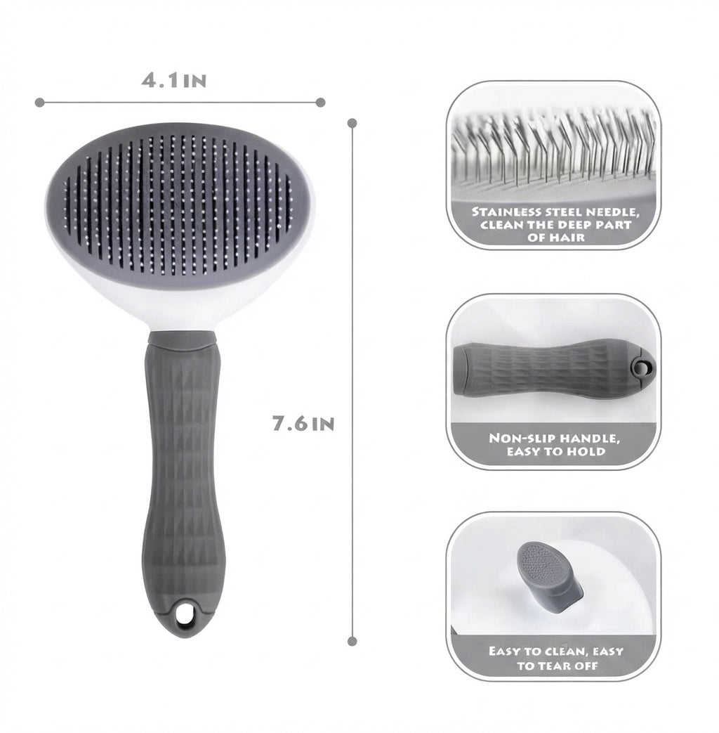Self Cleaning Dog Brush – Deshedding Tool for Dogs & Cats Hair Removal