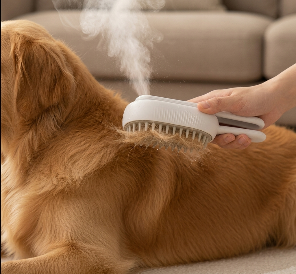 3-in-1 Pet Grooming Brush – Electric Steam Brush for Shedding, Massage & Hair Removal for Dogs & Cats