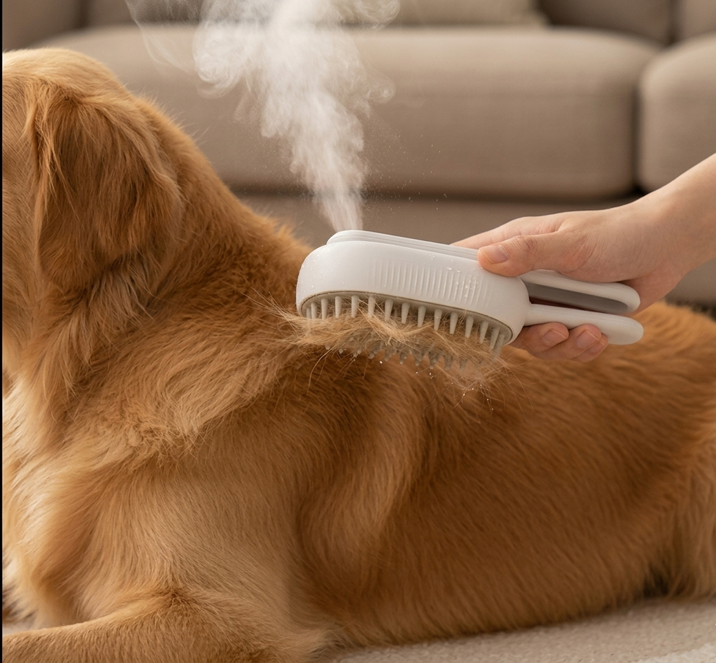 3-in-1 Pet Grooming Brush – Electric Steam Brush for Shedding, Massage & Hair Removal for Dogs & Cats