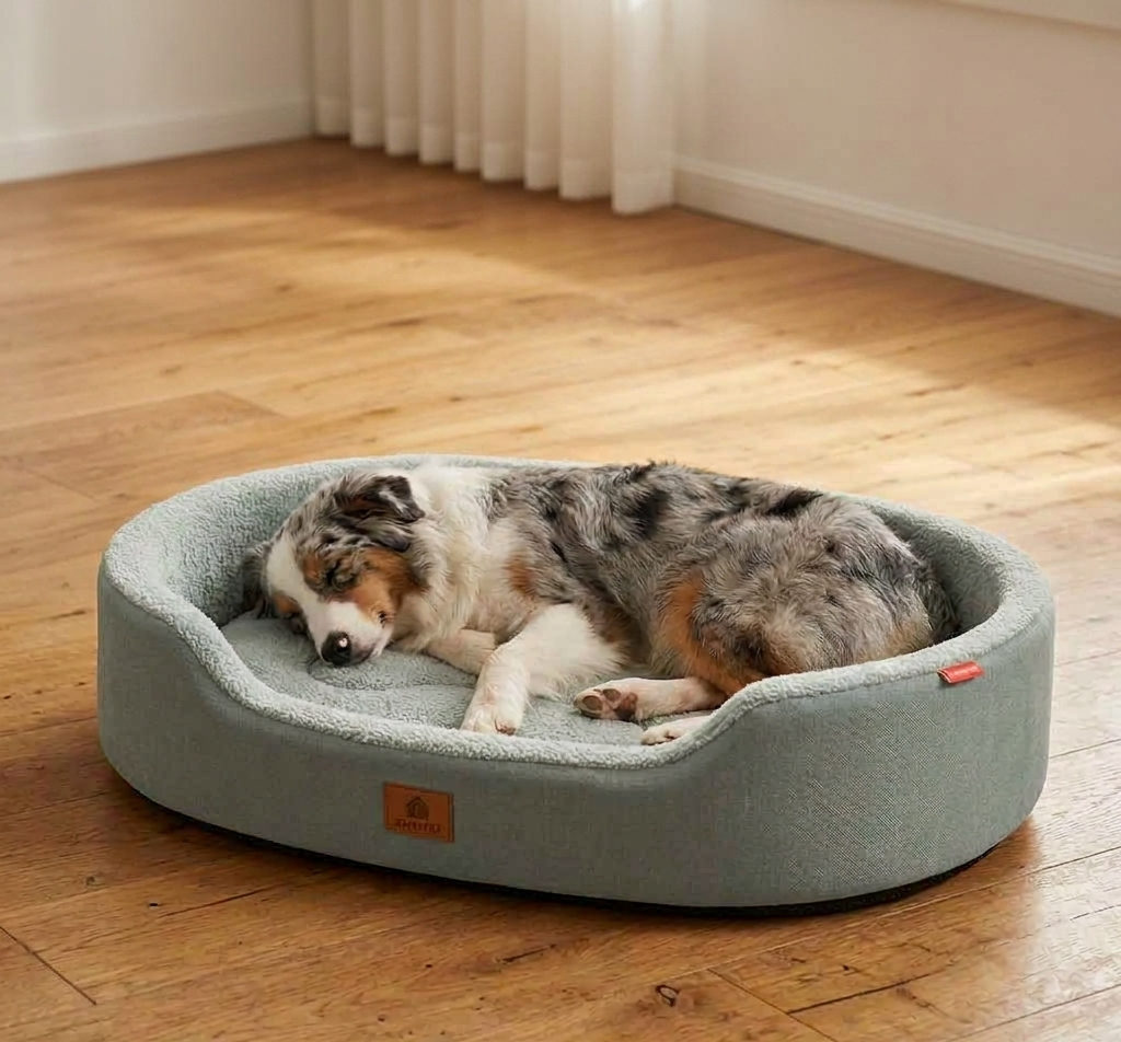 Raised Edge Plush Dog Bed with Non-Slip Base – Sofa Style Pet Couch Bed for Dogs & Cats, Soft Calming Orthopedic Pet Bed for Small Medium Large Pets