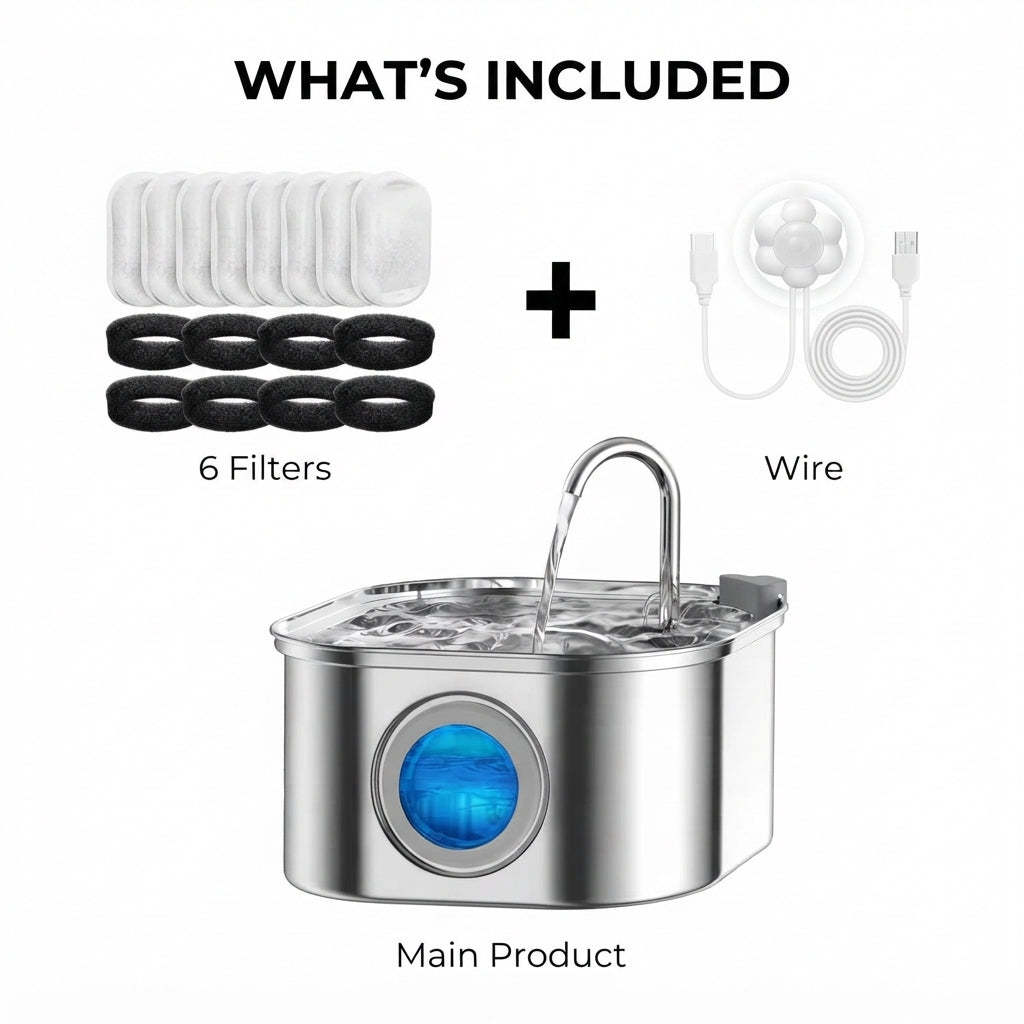 Automatic Stainless Steel Pet Water Fountain 3.2L 108oz for Dogs & Cats