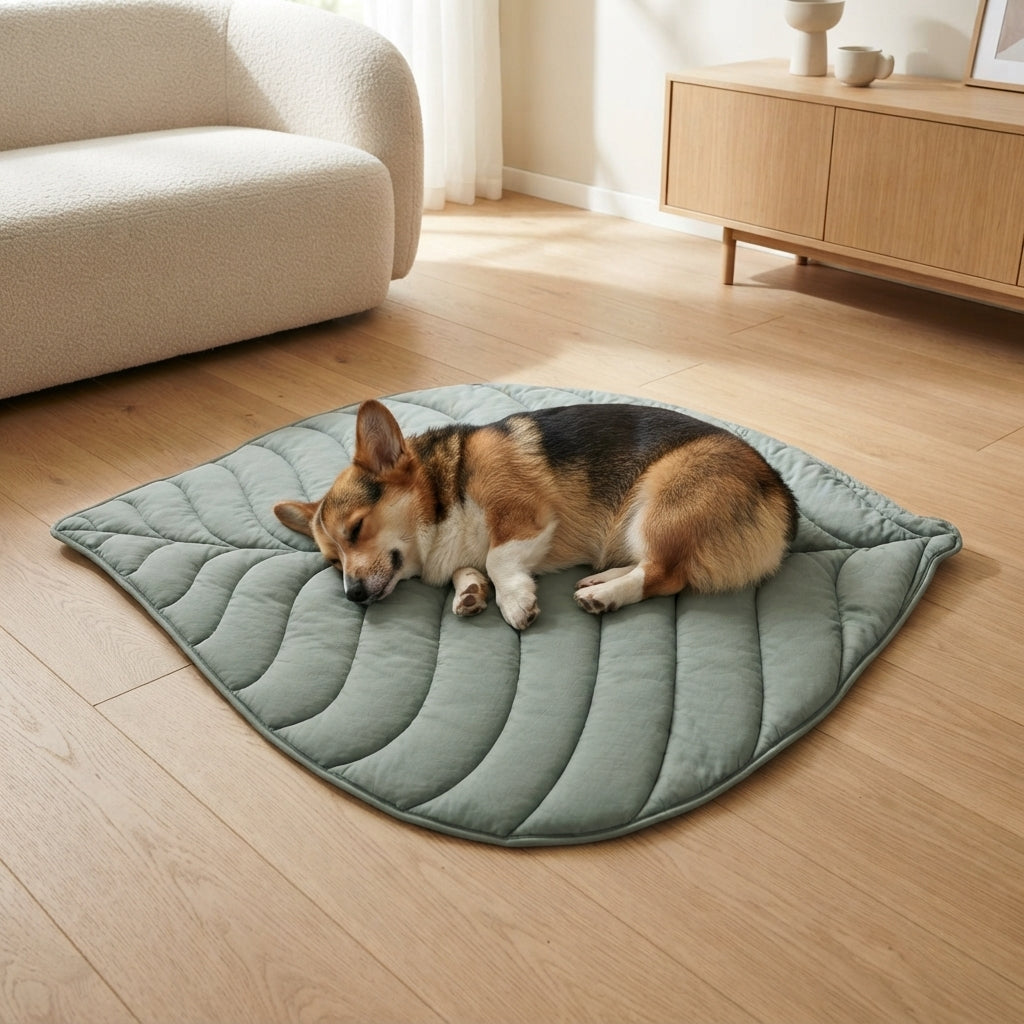 Leaf Pet Mat for Dogs & Cats - Quilted Washable Floor Bed Sofa Mat