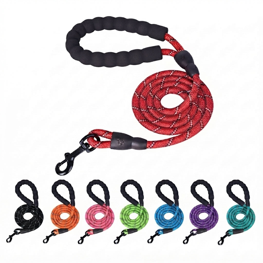 Reflective Dog Leash - Padded Handle - Heavy Duty Rope For Strong Dogs